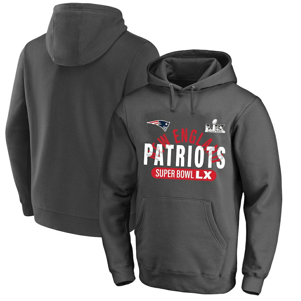 New England Patriots Super Bowl LX Big & Tall Game Plan Hoodie - Charcoal - Fanatics