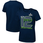 Seattle Seahawks Girls Youth Super Bowl LX Champions On Top T-Shirt - College Navy - Fanatics