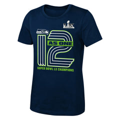 Seattle Seahawks Girls Youth Super Bowl LX Champions On Top T-Shirt - College Navy - Fanatics