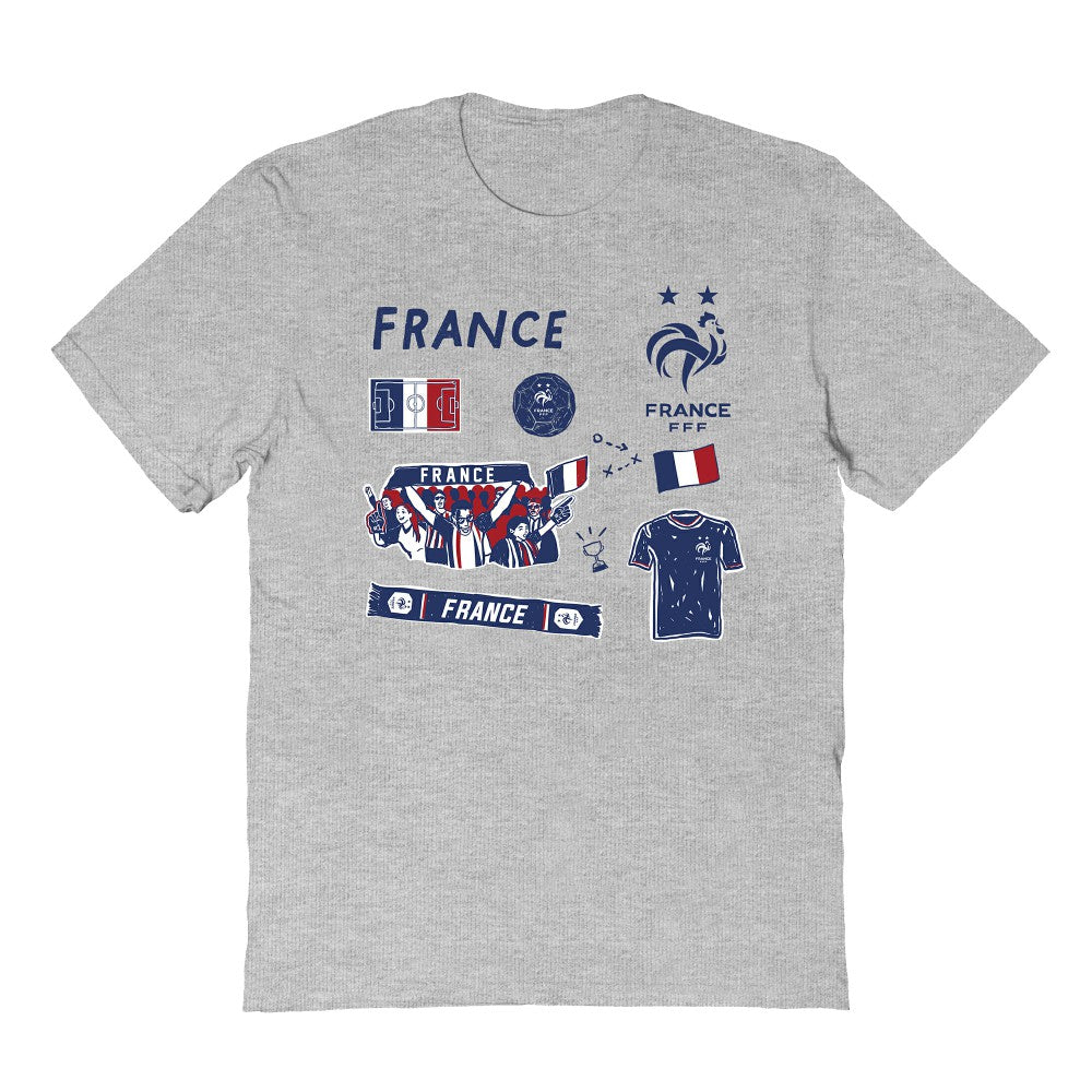 France National Team Vive La Fete Youth Impressions Icons T-Shirt Gray