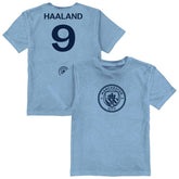 Erling Haaland Manchester City Vive La Fete Youth Player Name & Number Color Badge T-Shirt Light Blue