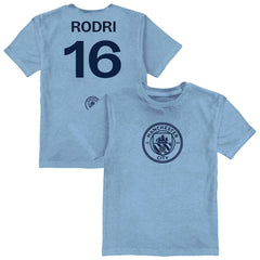 Rodri Manchester City Vive La Fete Youth Player Name & Number Color Badge T-Shirt Light Blue
