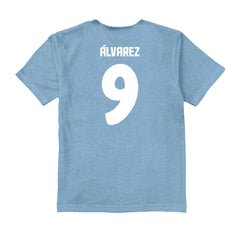 Julián Álvarez Argentina National Team Vive La Fete Youth Player Name & Number Color Badge T-Shirt Light Blue