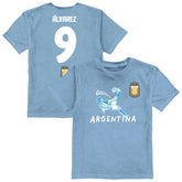 Julián Álvarez Argentina National Team Vive La Fete Youth Player Name & Number Chilena Style T-Shirt Light Blue