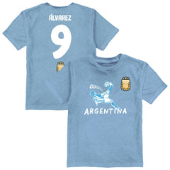 Julián Álvarez Argentina National Team Vive La Fete Youth Player Name & Number Chilena Style T-Shirt Light Blue