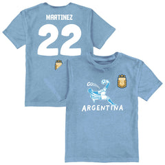 Lautaro Martinez Argentina National Team Vive La Fete Youth Player Name & Number Chilena Style T-Shirt Light Blue