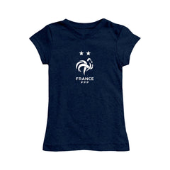 France National Team Vive La Fete Girls Youth Color Badge Fitted T-Shirt Navy