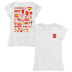 Spain National Team Vive La Fete Girls Youth Impressions Artwork Fitted T-Shirt White