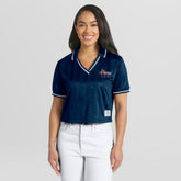Atlanta Braves WEAR by Erin Andrews Women's Cropped Polo Sale