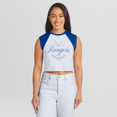 Texas Rangers WEAR by Erin Andrews Women's Cooperstown Cropped Raglan Tank Top Outlet