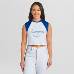 Texas Rangers WEAR by Erin Andrews Women's Cooperstown Cropped Raglan Tank Top Outlet