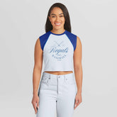 Kansas City Royals WEAR by Erin Andrews Women's Cooperstown Cropped Raglan Tank Top Outlet