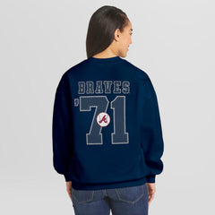 Atlanta Braves WEAR by Erin Andrews Women's Heavyweight Crew Neck Sweatshirt Discount