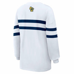 Milwaukee Brewers WEAR by Erin Andrews Women's Oversized Long Sleeve Striped T-Shirt Near Me