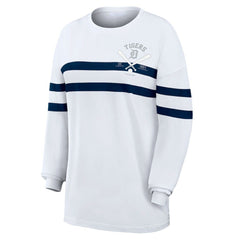 Detroit Tigers WEAR by Erin Andrews Women's Oversized Long Sleeve Striped T-Shirt Discount