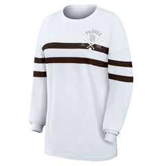 San Diego Padres WEAR by Erin Andrews Women's Oversized Long Sleeve Striped T-Shirt Discount