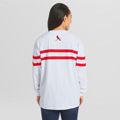 St. Louis Cardinals WEAR by Erin Andrews Women's Oversized Long Sleeve Striped T-Shirt Outlet