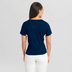 Atlanta Braves WEAR by Erin Andrews Women's Notch Neck Cropped T-Shirt Discount