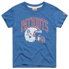 New England Patriots Homage Youth Helmet Retro Tri-Blend T-Shirt - Royal - NFL