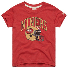 San Francisco 49ers Homage Youth Helmet Retro Tri-Blend T-Shirt - Scarlet - NFL