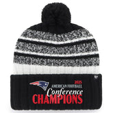 New England Patriots '47 2025 AFC Champions Tavern Cuffed Knit Hat with Pom - Black - NFL