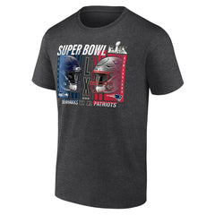 New England Patriots vs. Seattle Seahawks Super Bowl LX Big & Tall Final Battle Dueling T-Shirt - Heather Charcoal - Fanatics