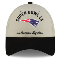 New England Patriots New Era Super Bowl LX 9FORTY Adjustable Hat - Cream/Black - NFL