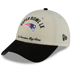 New England Patriots New Era Super Bowl LX 9FORTY Adjustable Hat - Cream/Black - NFL