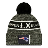 New England Patriots New Era Super Bowl LX Cuffed Knit Hat with Pom - Black - NFL