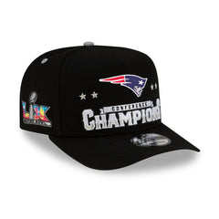 New England Patriots New Era 2025 AFC Champions Locker Room Trophy Collection A-Frame 9FIFTY Snapback Hat - Black - NFL