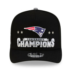 New England Patriots New Era 2025 AFC Champions Locker Room Trophy Collection A-Frame 9FIFTY Snapback Hat - Black - NFL