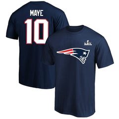 Drake Maye New England Patriots Super Bowl LX Patch Big & Tall Name & Number T-Shirt - Navy - Fanatics