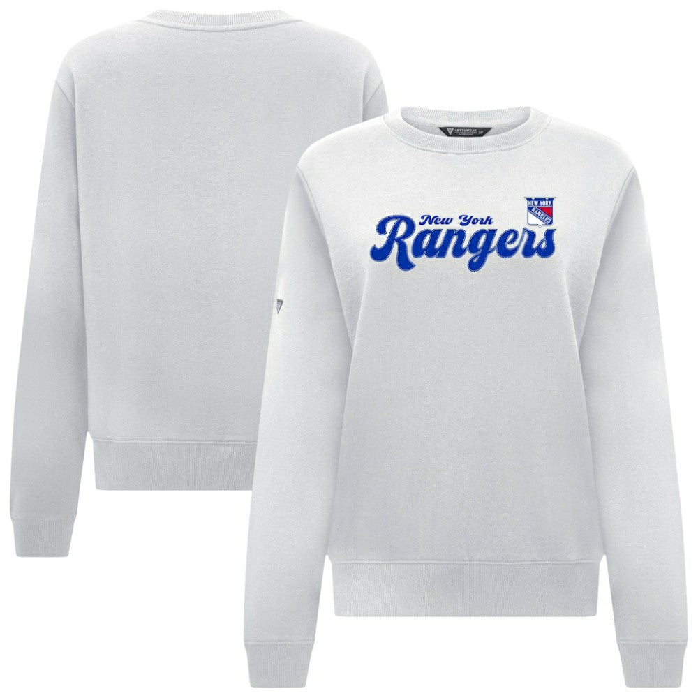 New York Rangers Levelwear Women's Yvette Big Script Tri-Blend Sweatshirt - White | NHL on sale