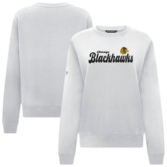 Chicago Blackhawks Levelwear Women's Yvette Big Script Tri-Blend Sweatshirt - White | NHL near me