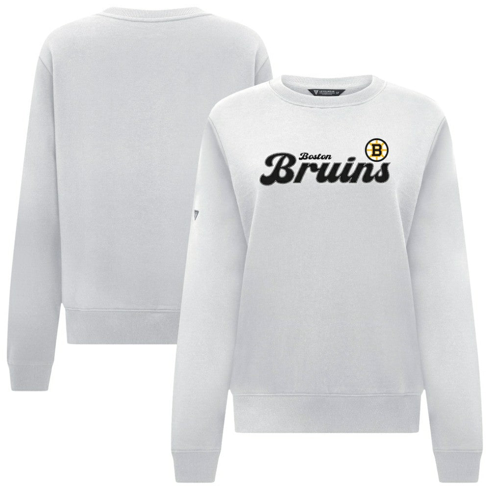 Boston Bruins Levelwear Women's Yvette Big Script Tri-Blend Sweatshirt - White | NHL discount
