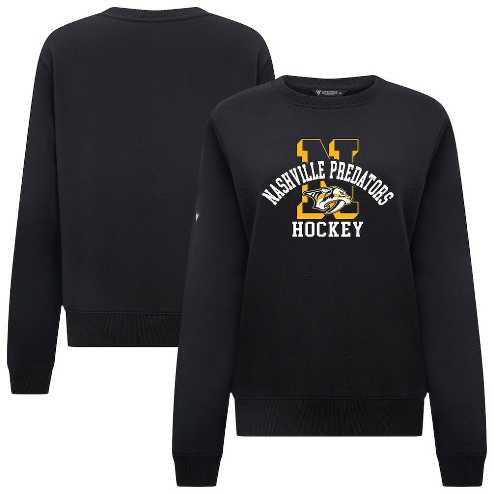 Nashville Predators Levelwear Women's Yvette Limelight Big Letter Sweatshirt - Black | NHL Clearance