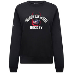 Columbus Blue Jackets Levelwear Women's Yvette Limelight Big Letter Sweatshirt - Black | NHL Clearance