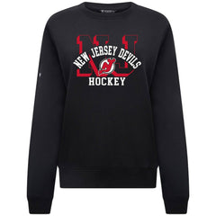 New Jersey Devils Levelwear Women's Yvette Limelight Big Letter Sweatshirt - Black | NHL Lifestyle