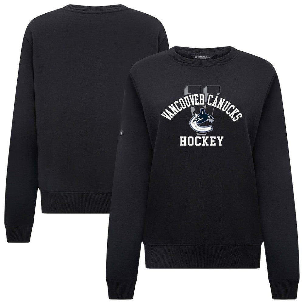 Vancouver Canucks Levelwear Women's Yvette Limelight Big Letter Sweatshirt - Black | NHL Clearance
