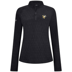 Pittsburgh Penguins Levelwear Women's Spike Raglan Quarter-Zip Top - Black | NHL Clearance