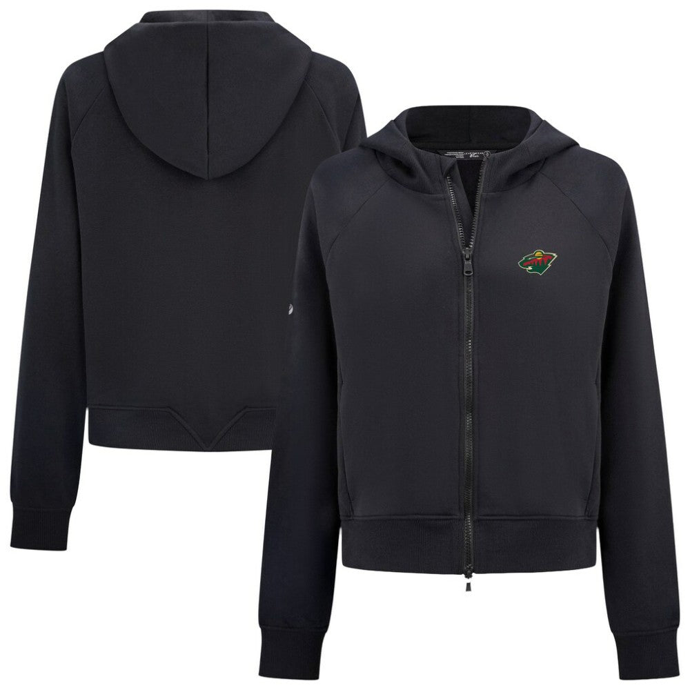 Minnesota Wild Levelwear Women's Judd Raglan Full-Zip Hoodie - Black | NHL Lifestyle