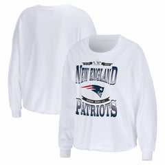 New England Patriots WEAR by Erin Andrews Women's Super Bowl LX Cropped Long Sleeve T-Shirt - White - NFL