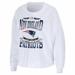 New England Patriots WEAR by Erin Andrews Women's Super Bowl LX Cropped Long Sleeve T-Shirt - White - NFL