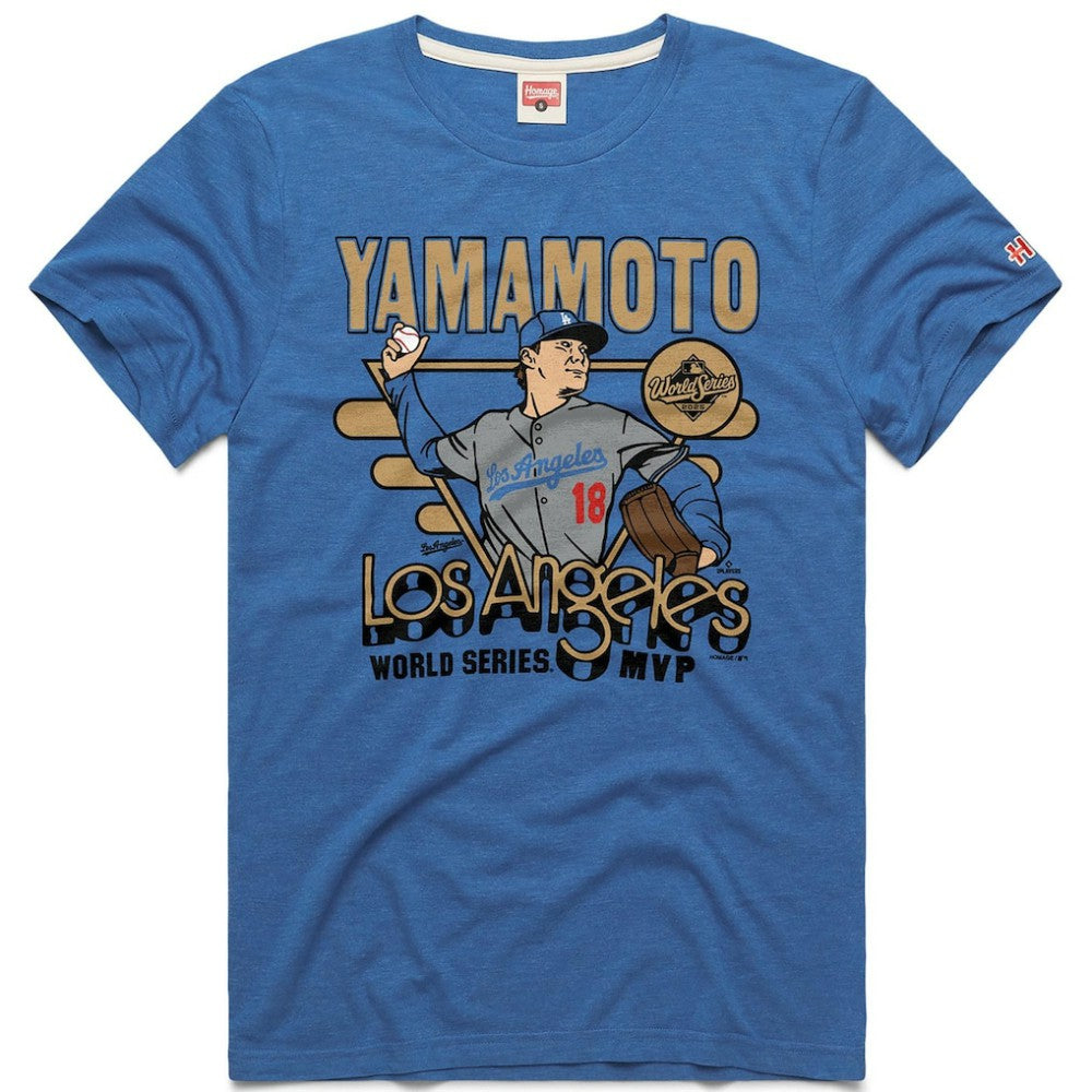 Yoshinobu Yamamoto Los Angeles Dodgers Homage Unisex 2026 Gold Collection World Series MVP Tri-Blend T-Shirt Near Me