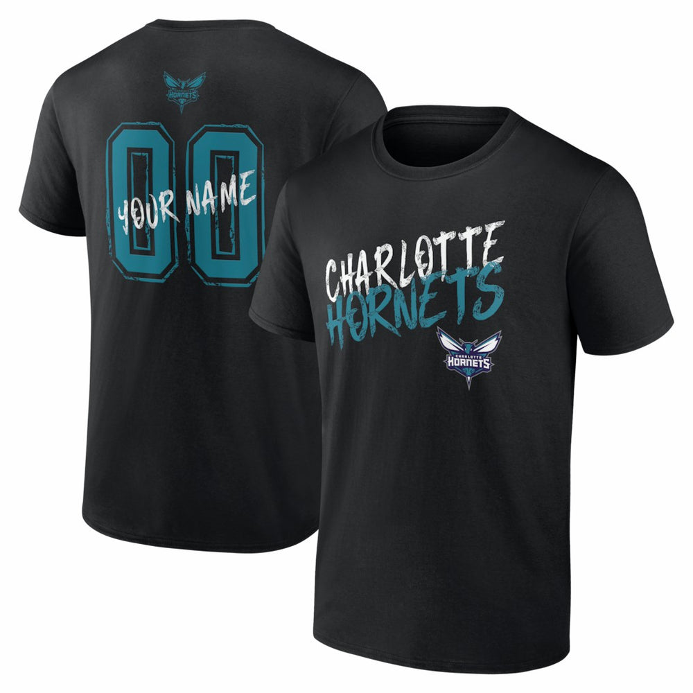 Charlotte Hornets Big & Tall Hustle Personalized Name & Number T-Shirt Black