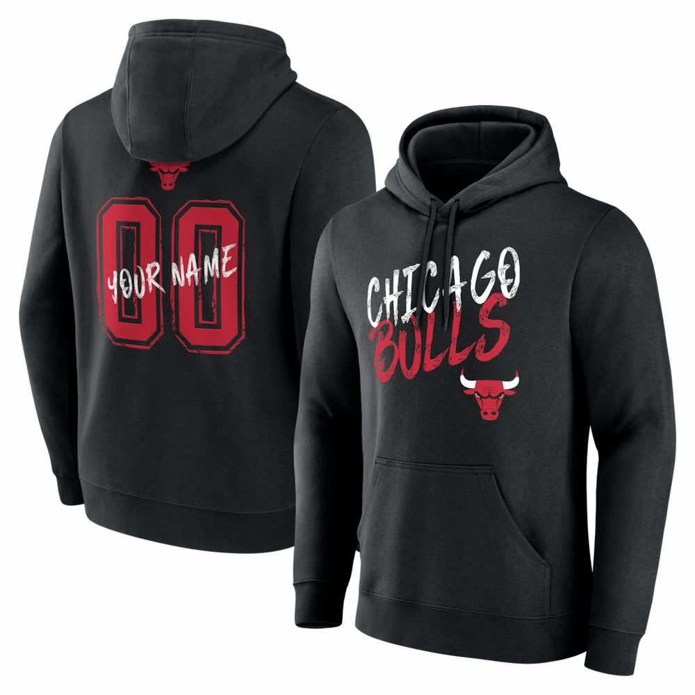 Chicago Bulls Big & Tall Hustle Personalized Name & Number Hoodie Black