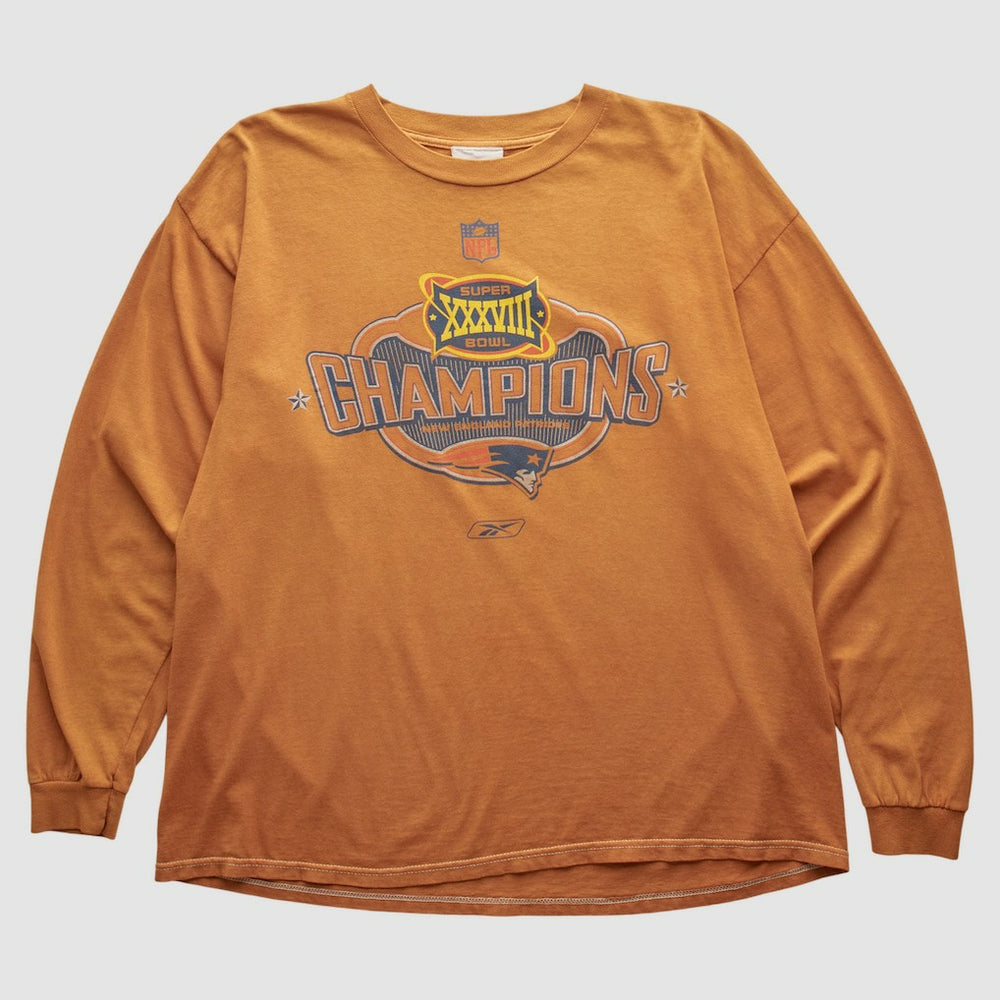 New England Patriots Reebok 2004 Long Sleeve T-shirt - Orange Vintage - Fanatics