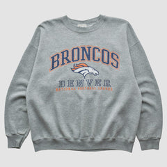 Denver Broncos Lee Sport 90s Pullover Sweatshirt - Heather Gray Vintage - Fanatics