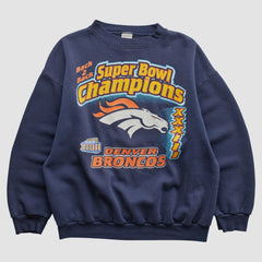 Denver Broncos Logo 7 1999 Pullover Sweatshirt - Navy Vintage - Fanatics