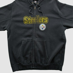 Pittsburgh Steelers NFL 2010s Hooded Full Zip Sweatshirt - Black Vintage - Fanatics